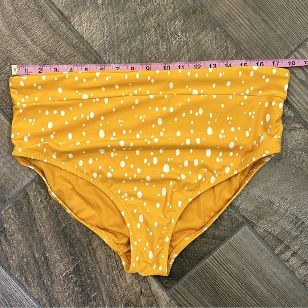 Kona Sol Plus Size Mustard Polka Dot High Waist Bikini Set 16W 18W D/DD
